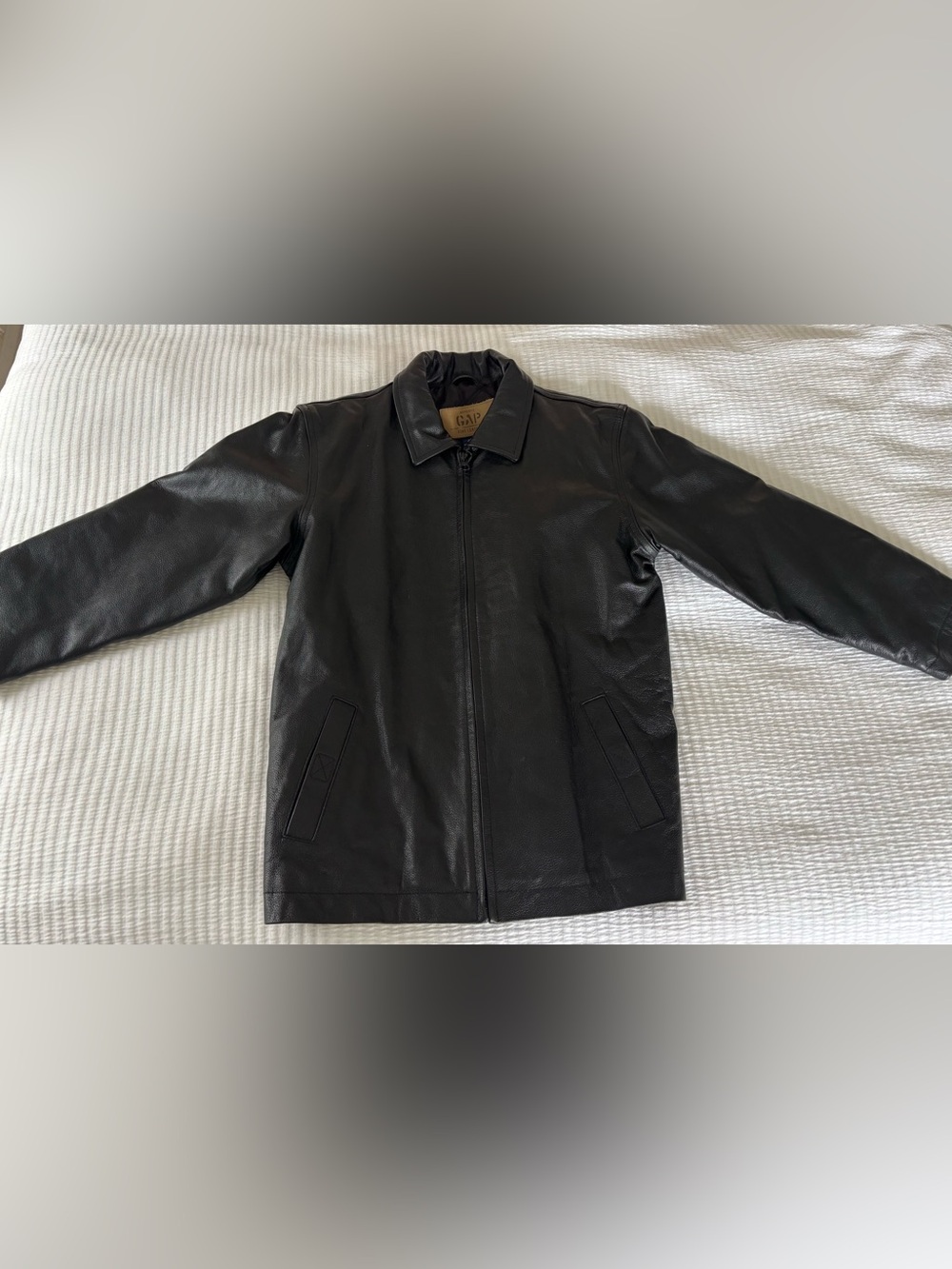 GAP Black Leather Zip Jacket